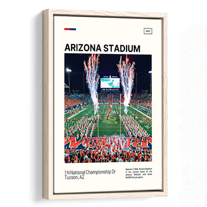 Arizona Stadium Print, Arizona Wildcats Stadium Canvas Art, Man Cave Gift, Floating Framed Canvas Print Wall Art