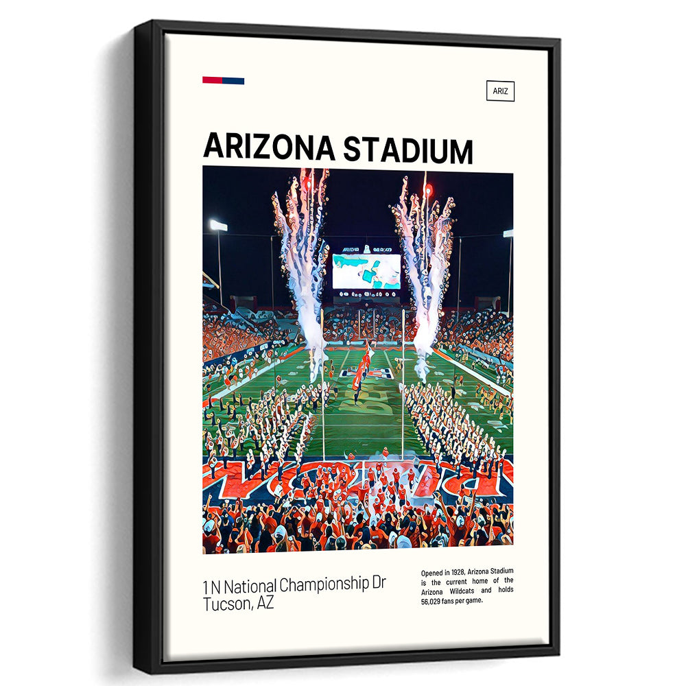Arizona Stadium Print, Arizona Wildcats Stadium Canvas Art, Man Cave Gift, Floating Framed Canvas Print Wall Art