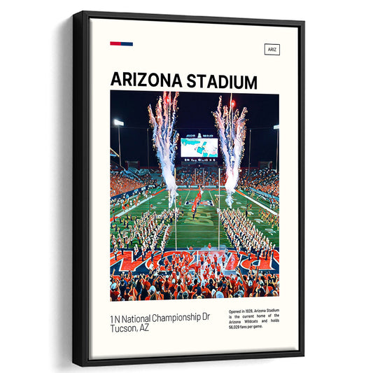Arizona Stadium Print, Arizona Wildcats Stadium Canvas Art, Man Cave Gift, Floating Framed Canvas Print Wall Art