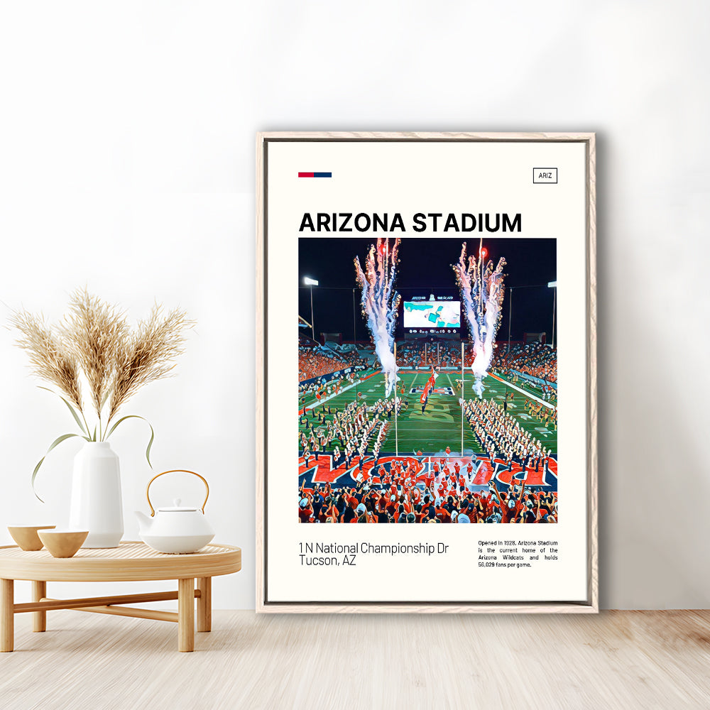 Arizona Stadium Print, Arizona Wildcats Stadium Canvas Art, Man Cave Gift, Floating Framed Canvas Print Wall Art