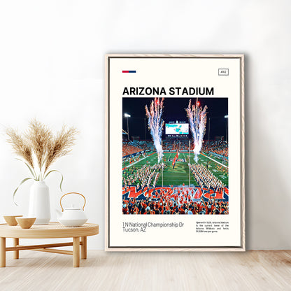 Arizona Stadium Print, Arizona Wildcats Stadium Canvas Art, Man Cave Gift, Floating Framed Canvas Print Wall Art