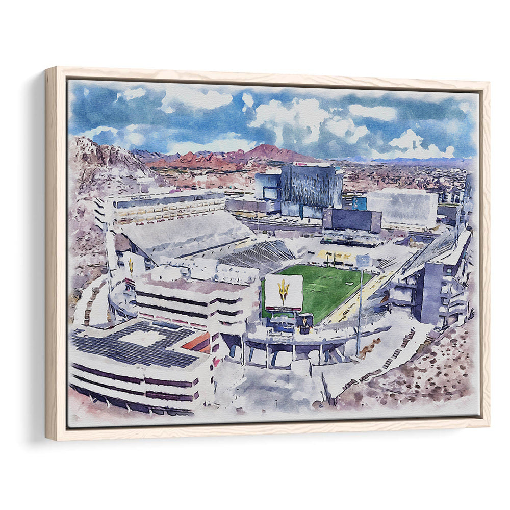 Arizona State Sun Devils, Sun Devil Painting Stadium Watercolor, Sport Gift Art, Framed Canvas Print Wall Art