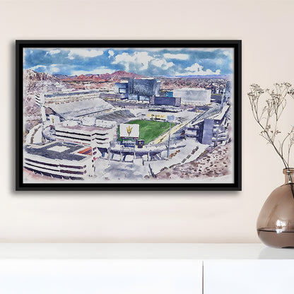 Arizona State Sun Devils, Sun Devil Painting Stadium Watercolor, Sport Gift Art, Framed Canvas Print Wall Art