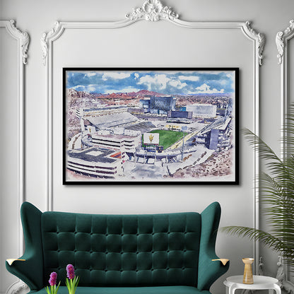 Arizona State Sun Devils, Sun Devil Painting Stadium Watercolor, Sport Gift Art, Framed Art Print Wall Decor