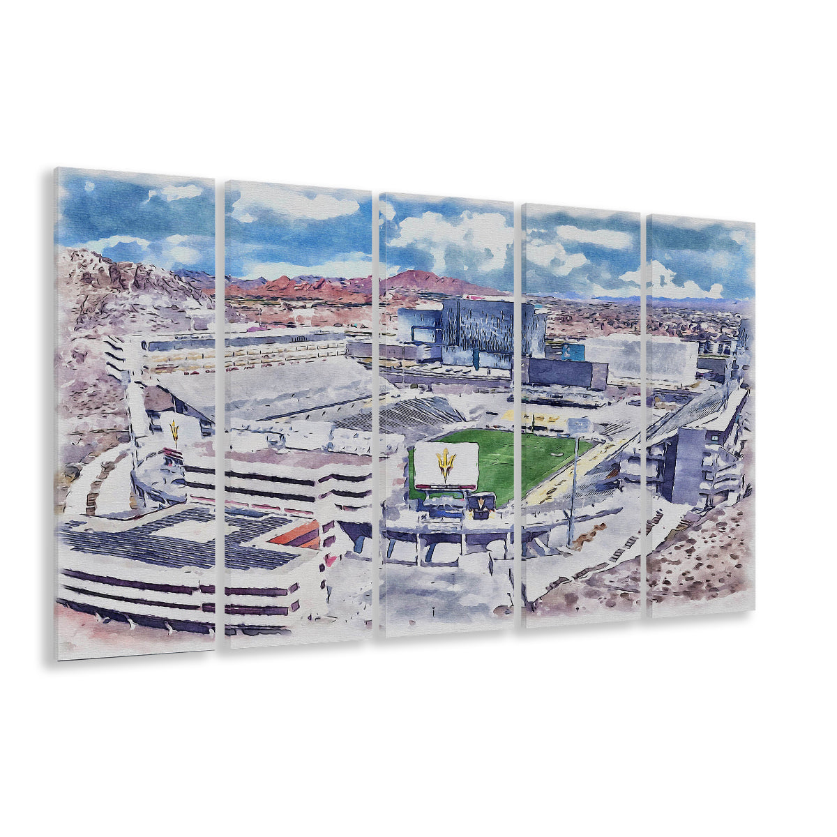 Arizona State Sun Devils, Sun Devil Painting Stadium Watercolor, Sport Art, Extra Large Canvas Print Wall Art