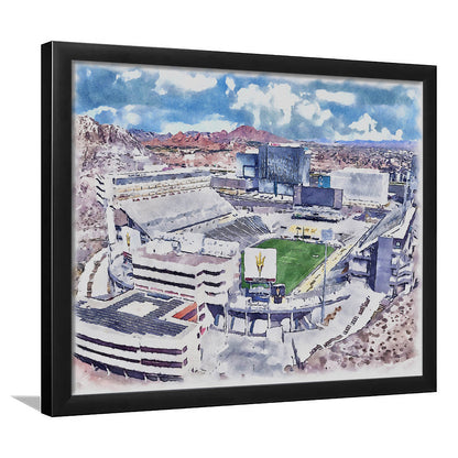 Arizona State Sun Devils, Sun Devil Painting Stadium Watercolor, Sport Gift Art, Framed Art Print Wall Decor