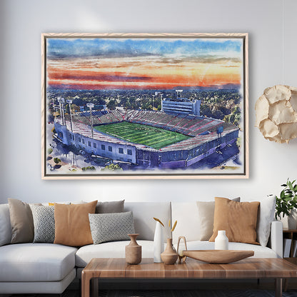 Arkansas Razorbacks, War Memorial Painting Stadium Watercolor, Sport Gift Art, Framed Canvas Print Wall Art