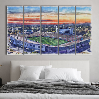 Arkansas Razorbacks, War Memorial Painting Stadium Watercolor, Sport Art, Extra Large Canvas Print Wall Art