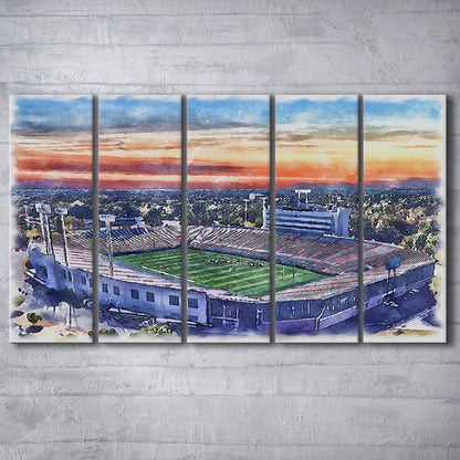 Arkansas Razorbacks, War Memorial Painting Stadium Watercolor, Sport Art, Extra Large Canvas Print Wall Art