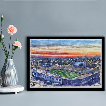Arkansas Razorbacks, War Memorial Painting Stadium Watercolor, Sport Gift Art, Framed Art Print Wall Decor