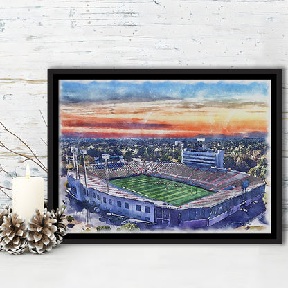 Arkansas Razorbacks, War Memorial Painting Stadium Watercolor, Sport Gift Art, Framed Canvas Print Wall Art