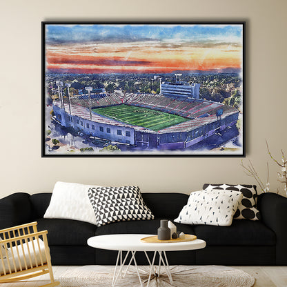 Arkansas Razorbacks, War Memorial Painting Stadium Watercolor, Sport Gift Art, Framed Canvas Print Wall Art