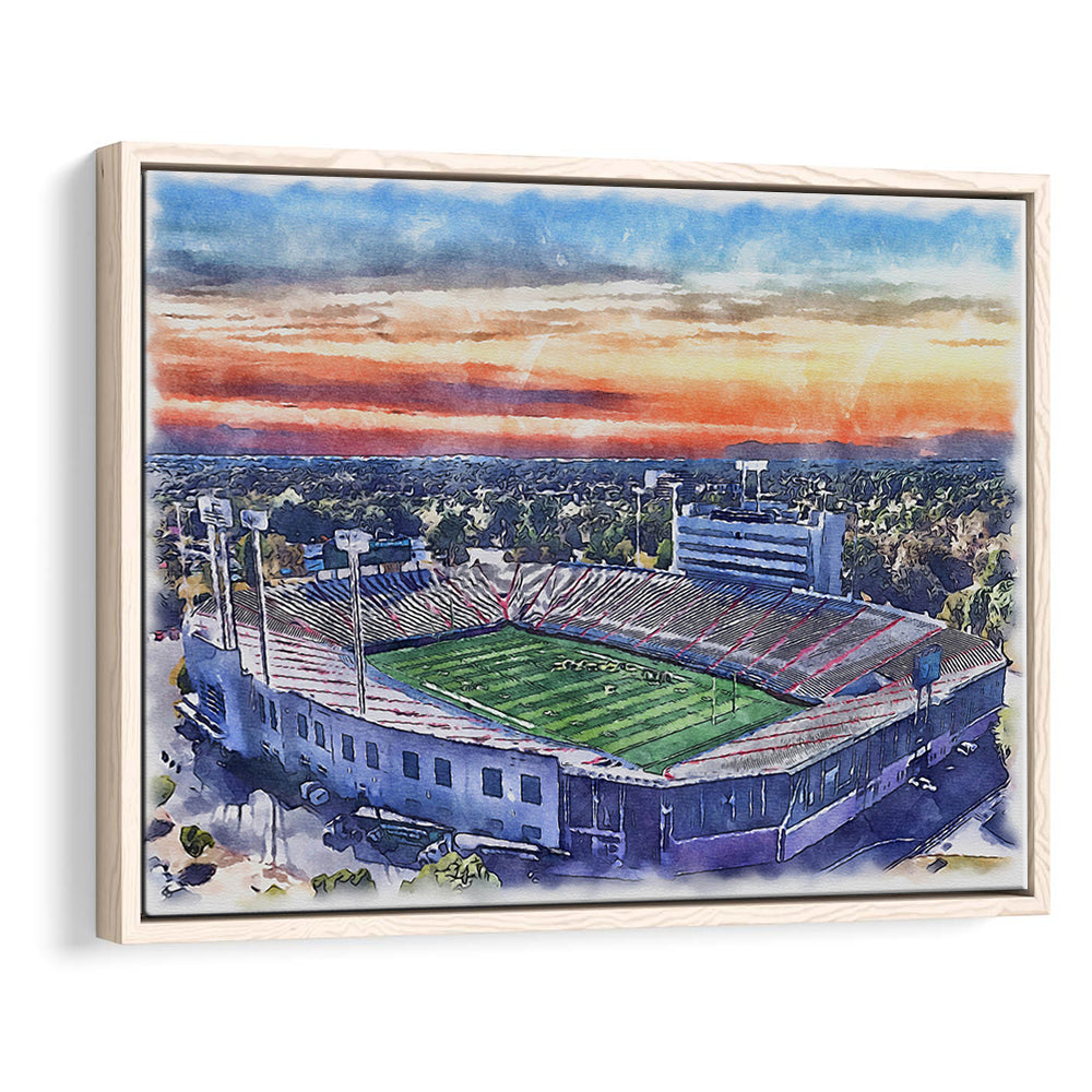 Arkansas Razorbacks, War Memorial Painting Stadium Watercolor, Sport Gift Art, Framed Canvas Print Wall Art