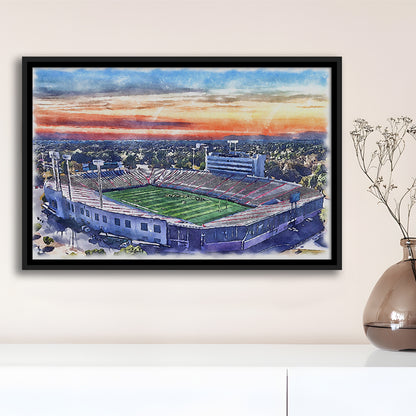 Arkansas Razorbacks, War Memorial Painting Stadium Watercolor, Sport Gift Art, Framed Canvas Print Wall Art