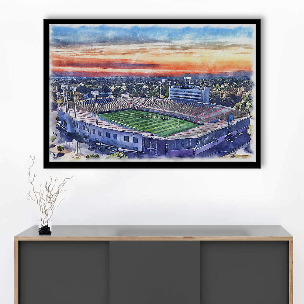 Arkansas Razorbacks, War Memorial Painting Stadium Watercolor, Sport Gift Art, Framed Art Print Wall Decor