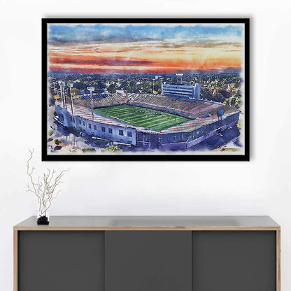 Arkansas Razorbacks, War Memorial Painting Stadium Watercolor, Sport Gift Art, Framed Art Print Wall Decor