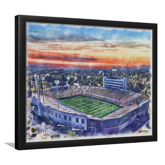 Arkansas Razorbacks, War Memorial Painting Stadium Watercolor, Sport Gift Art, Framed Art Print Wall Decor