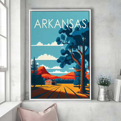 Arkansas Retro Art Print, Arkansas City Wall Art, Floating Framed Canvas Print, Framed Picture, Painting Canvas