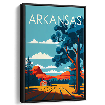 Arkansas Retro Art Print, Arkansas City Wall Art, Floating Framed Canvas Print, Framed Picture, Painting Canvas