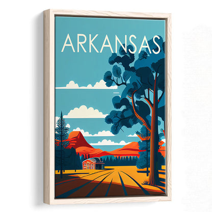 Arkansas Retro Art Print, Arkansas City Wall Art, Floating Framed Canvas Print, Framed Picture, Painting Canvas