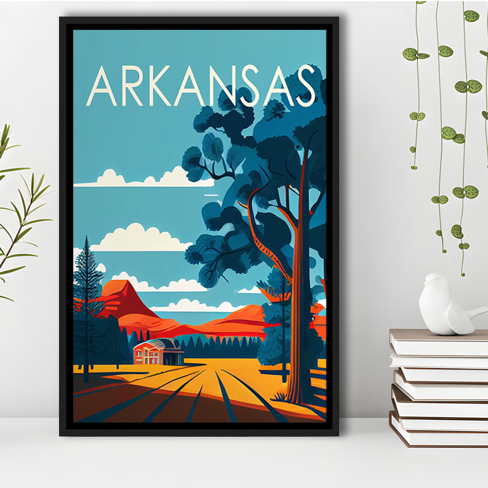 Arkansas Retro Art Print, Arkansas City Wall Art, Floating Framed Canvas Print, Framed Picture, Painting Canvas