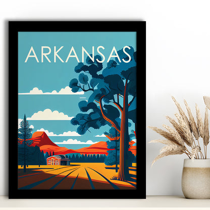 Arkansas Retro Art Print, Arkansas City Wall Art, Framed Art Print, Picture Framed, Painting Art