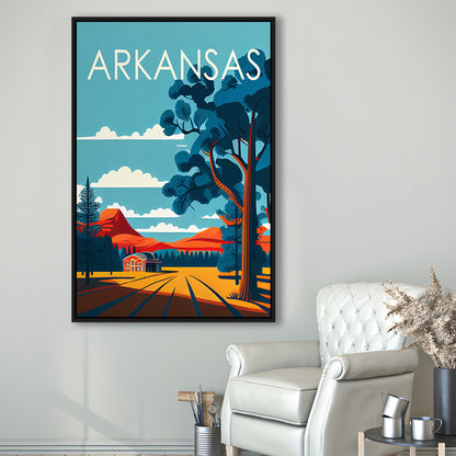 Arkansas Retro Art Print, Arkansas City Wall Art, Floating Framed Canvas Print, Framed Picture, Painting Canvas