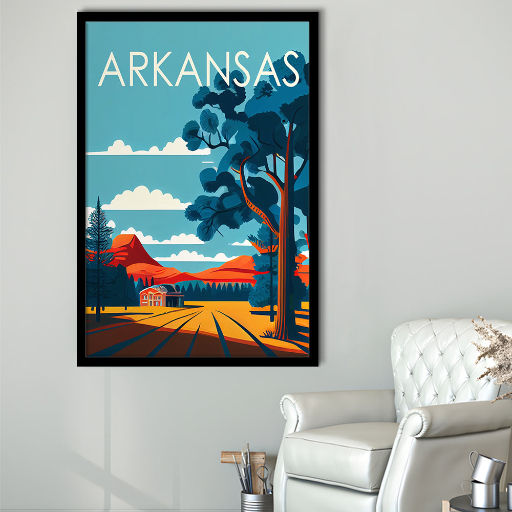 Arkansas Retro Art Print, Arkansas City Wall Art, Framed Art Print, Picture Framed, Painting Art