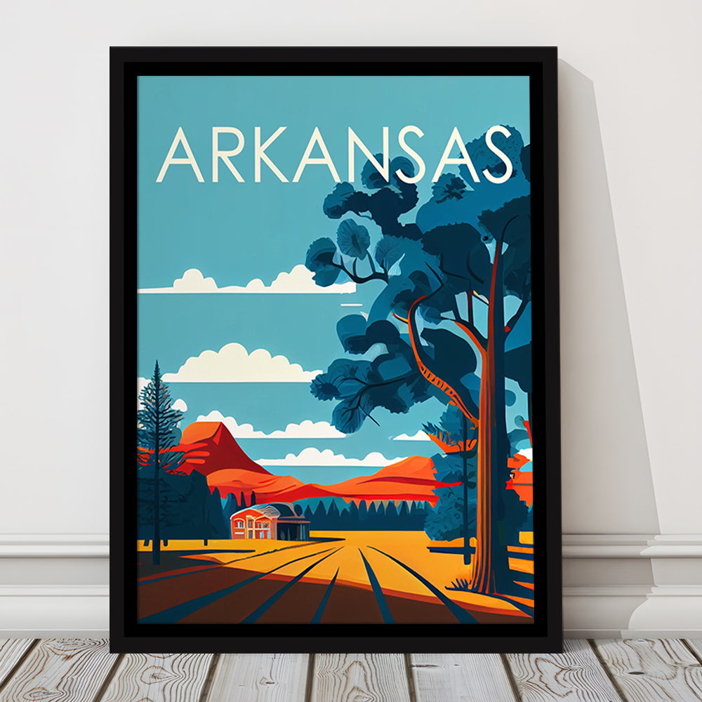 Arkansas Retro Art Print, Arkansas City Wall Art, Floating Framed Canvas Print, Framed Picture, Painting Canvas