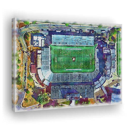 Army Black Knights, Michie Painting Stadium Watercolor, Sport Art, Gifts for him, Canvas Print Wall Art