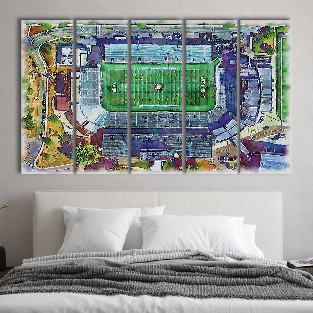 Army Black Knights, Michie Painting Stadium Watercolor, Sport Art, Extra Large Canvas Print Wall Art