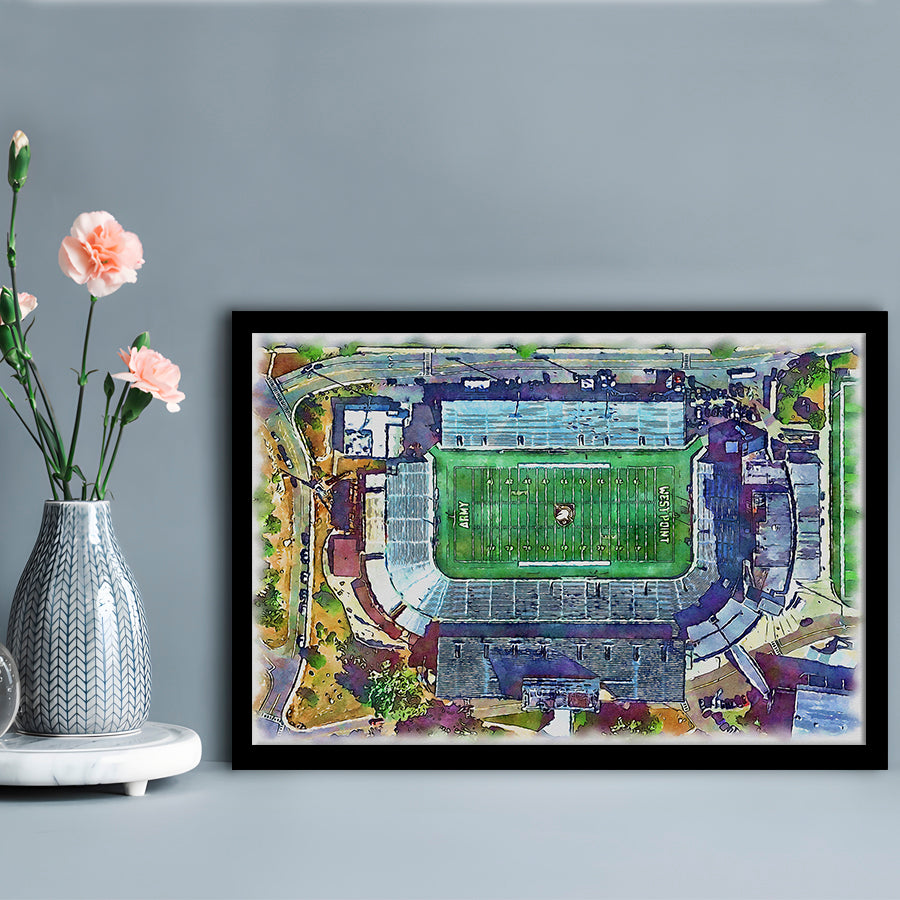 Army Black Knights, Michie Painting Stadium Watercolor, Sport Gift Art, Framed Art Print Wall Decor