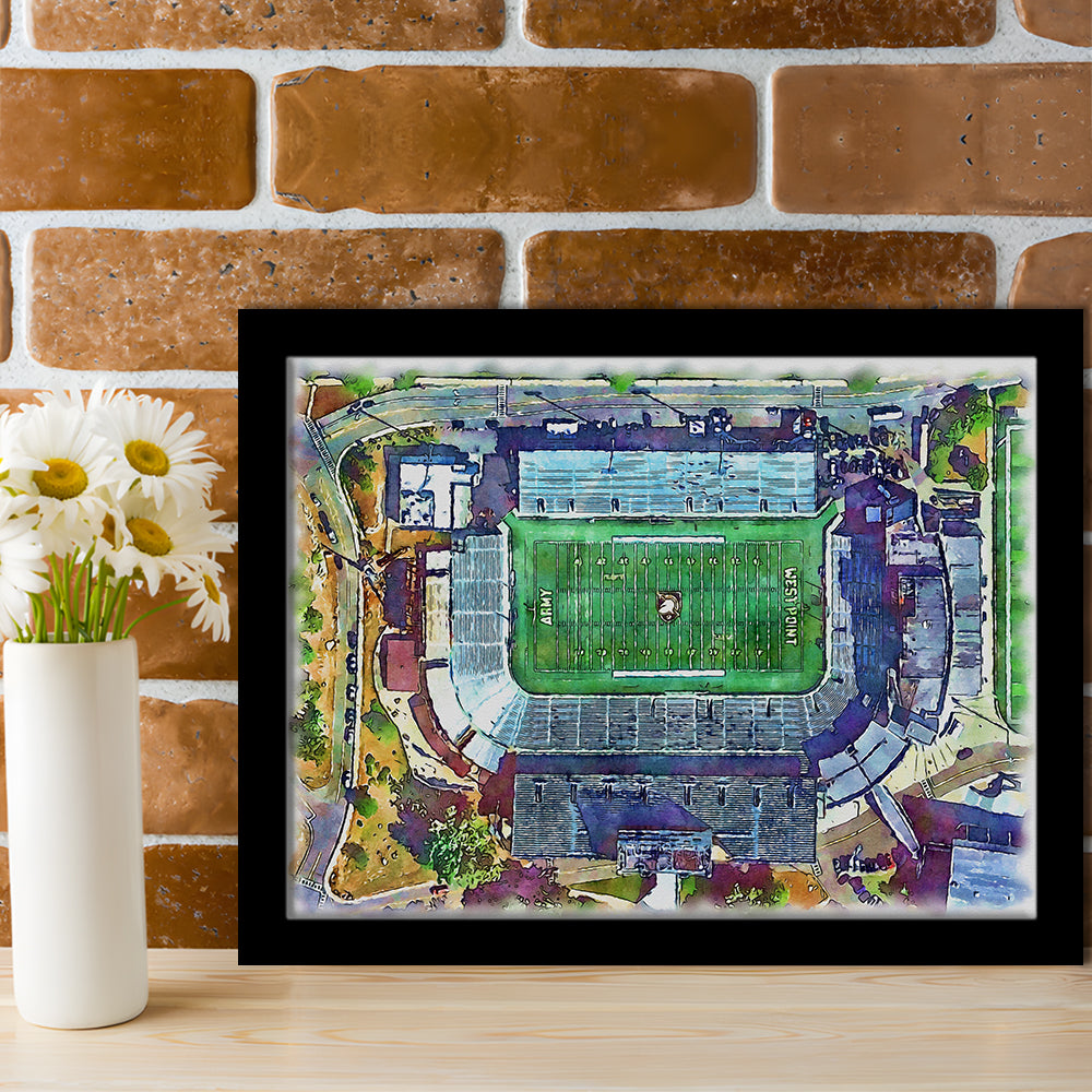 Army Black Knights, Michie Painting Stadium Watercolor, Sport Gift Art, Framed Art Print Wall Decor
