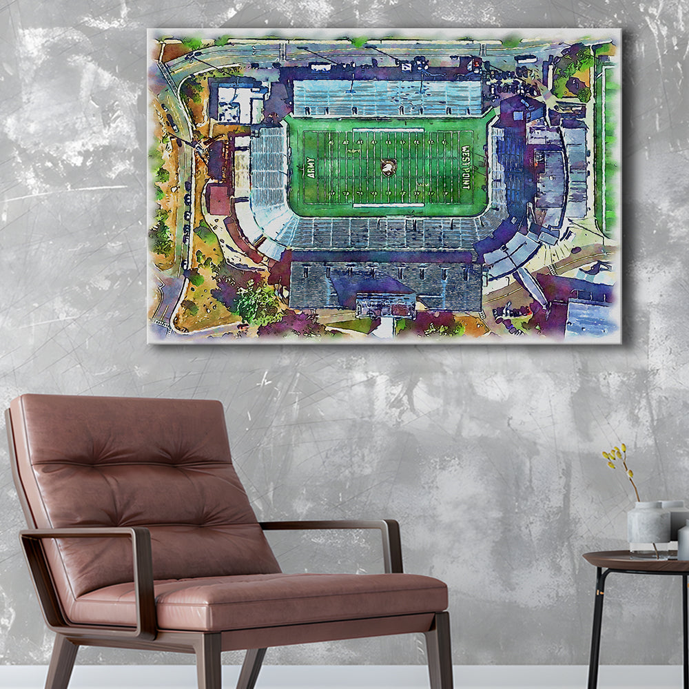 Army Black Knights, Michie Painting Stadium Watercolor, Sport Art, Gifts for him, Canvas Print Wall Art