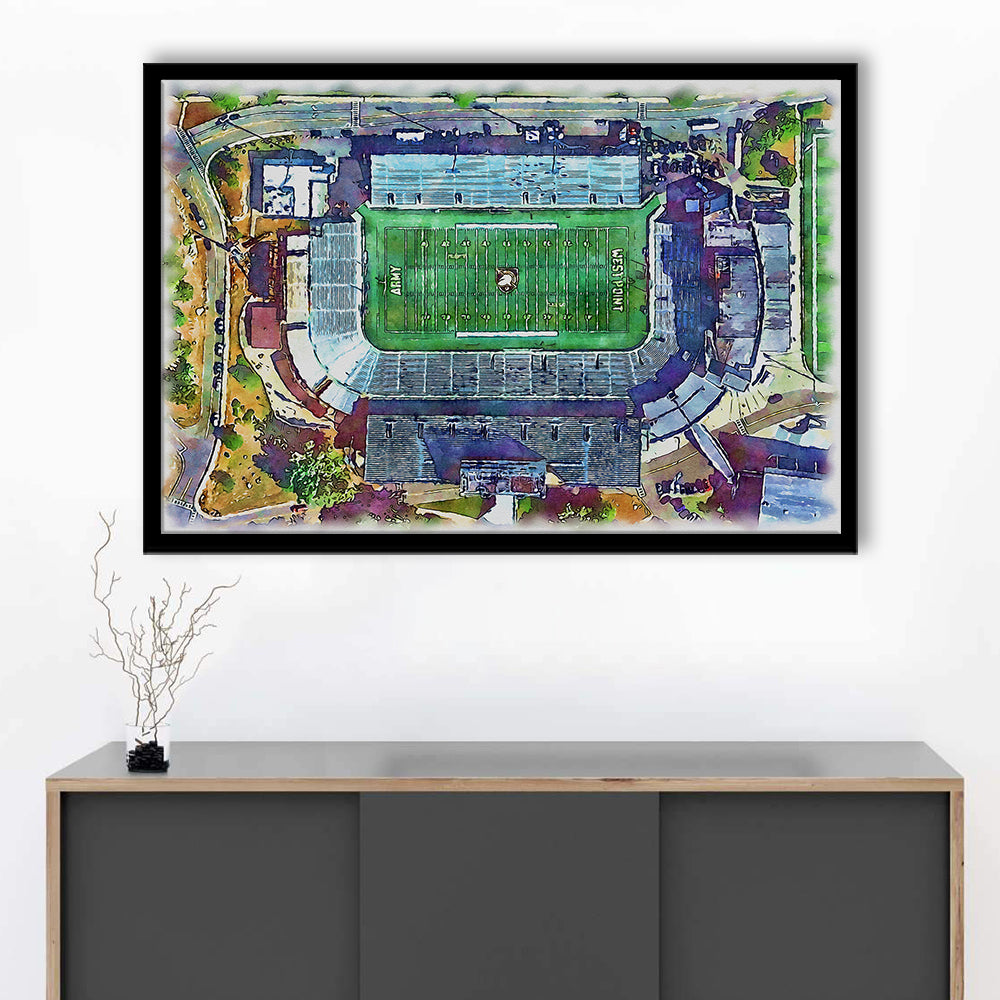 Army Black Knights, Michie Painting Stadium Watercolor, Sport Gift Art, Framed Art Print Wall Decor