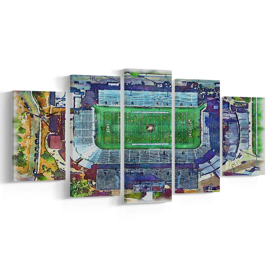 Army Black Knights, Michie Painting Stadium Watercolor, Sport Art, Mixed 5 Panel, Canvas Print Wall Art