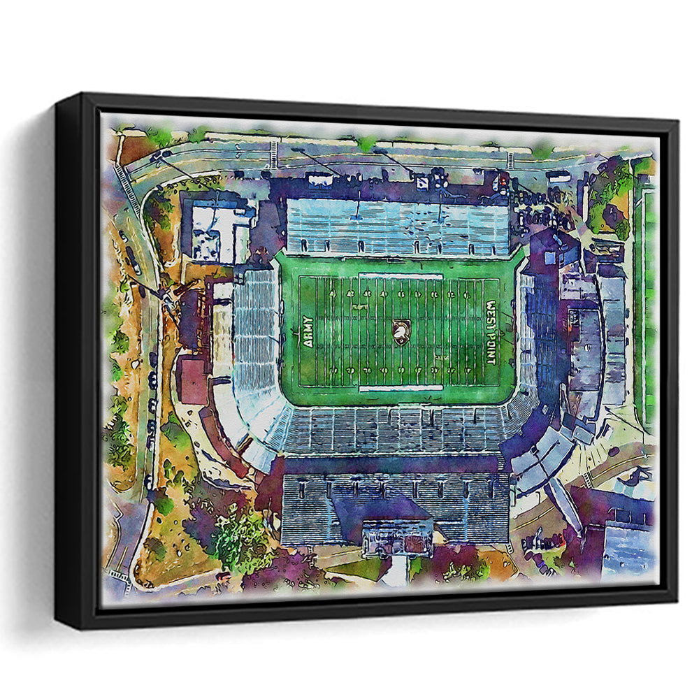 Army Black Knights, Michie Painting Stadium Watercolor, Sport Gift Art, Framed Canvas Print Wall Art