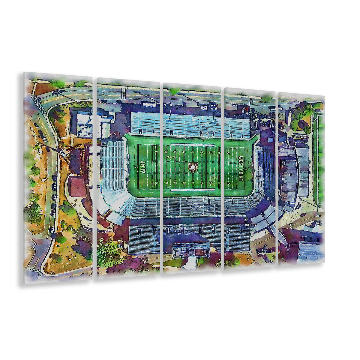 Army Black Knights, Michie Painting Stadium Watercolor, Sport Art, Extra Large Canvas Print Wall Art