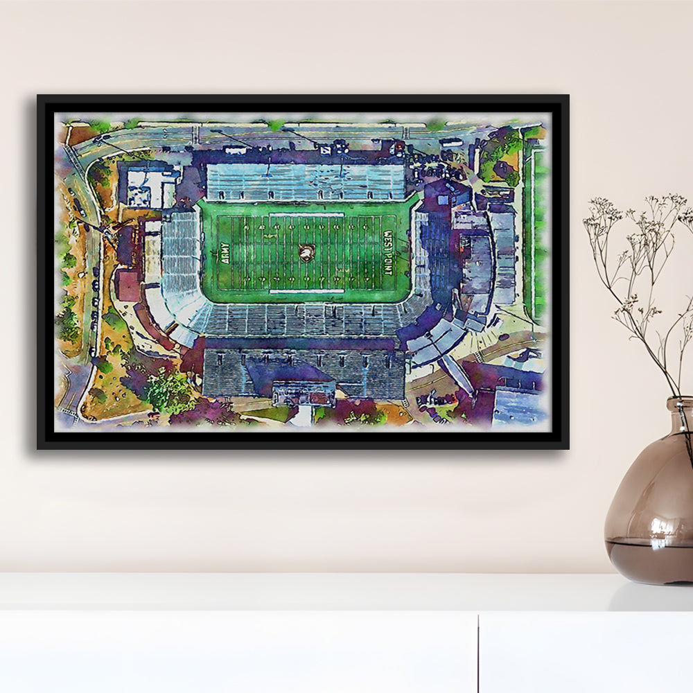 Army Black Knights, Michie Painting Stadium Watercolor, Sport Gift Art, Framed Canvas Print Wall Art