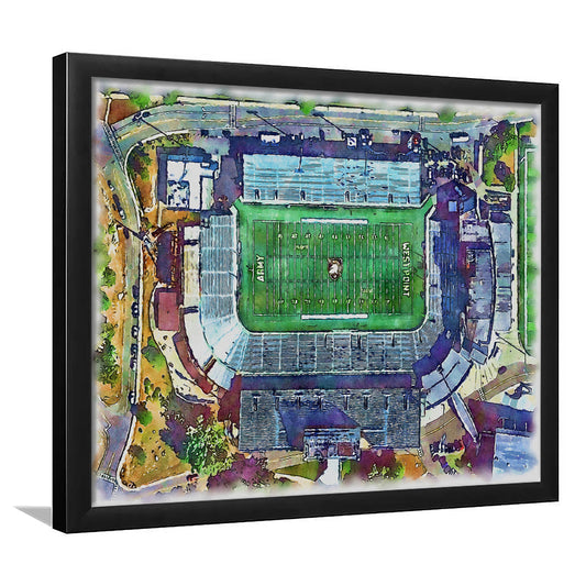 Army Black Knights, Michie Painting Stadium Watercolor, Sport Gift Art, Framed Art Print Wall Decor