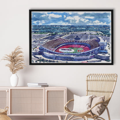 Arrowhead Stadium, Chiefs Football Painting Stadium Watercolor, Sport Gift Art, Framed Canvas Print Wall Art