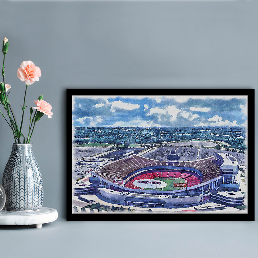 Arrowhead Stadium, Chiefs Football Painting Stadium Watercolor, Sport Gift Art, Framed Art Print Wall Decor