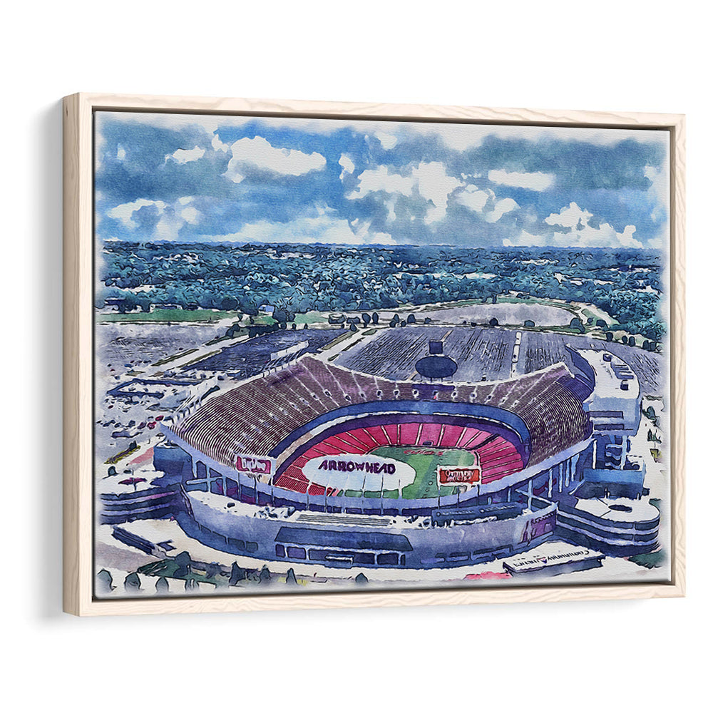 Arrowhead Stadium, Chiefs Football Painting Stadium Watercolor, Sport Gift Art, Framed Canvas Print Wall Art