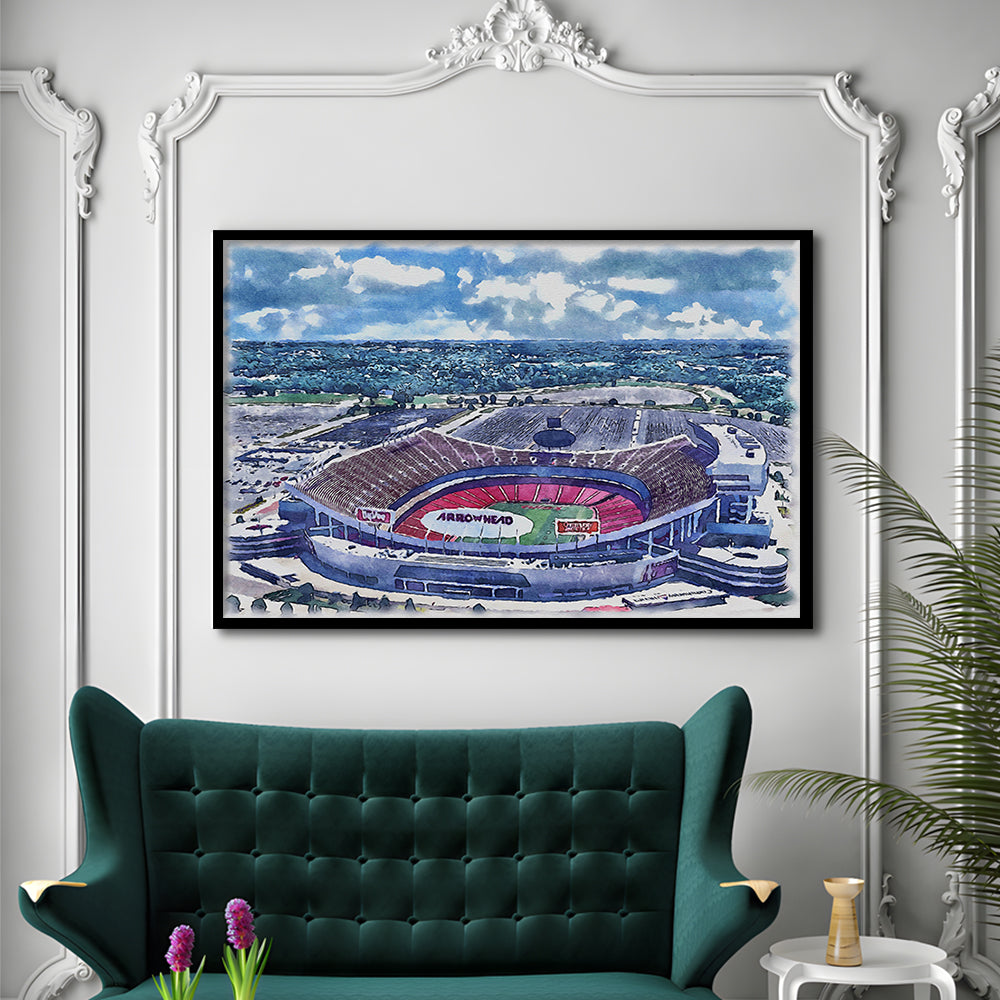 Arrowhead Stadium, Chiefs Football Painting Stadium Watercolor, Sport Gift Art, Framed Art Print Wall Decor