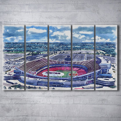 Arrowhead Stadium, Chiefs Football Painting Stadium Watercolor, Sport Art, Extra Large Canvas Print Wall Art