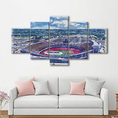Arrowhead Stadium, Chiefs Football Painting Stadium Watercolor, Sport Art, Mixed 5 Panel, Canvas Print Wall Art