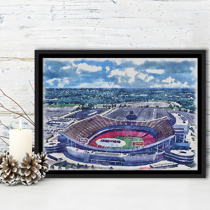 Arrowhead Stadium, Chiefs Football Painting Stadium Watercolor, Sport Gift Art, Framed Canvas Print Wall Art