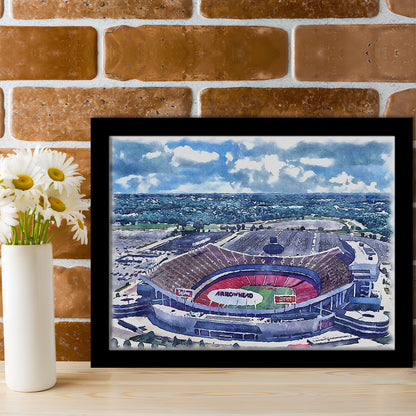 Arrowhead Stadium, Chiefs Football Painting Stadium Watercolor, Sport Gift Art, Framed Art Print Wall Decor