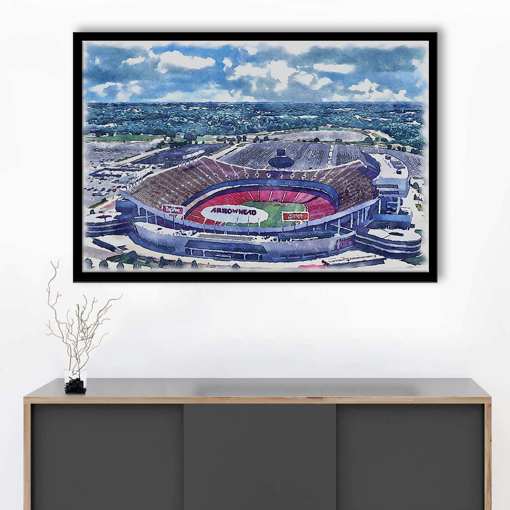Arrowhead Stadium, Chiefs Football Painting Stadium Watercolor, Sport Gift Art, Framed Art Print Wall Decor