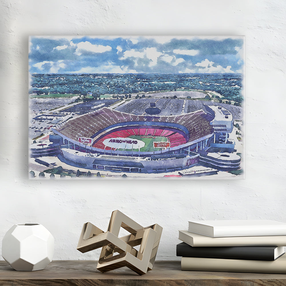 Arrowhead Stadium, Chiefs Football Painting Stadium Watercolor, Sport Art, Gifts for him, Canvas Print Wall Art